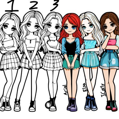 a group of girls realistic