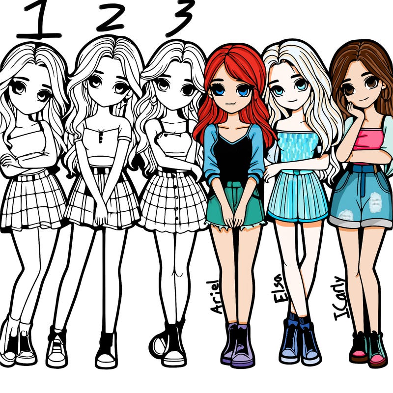 a group of girls realistic