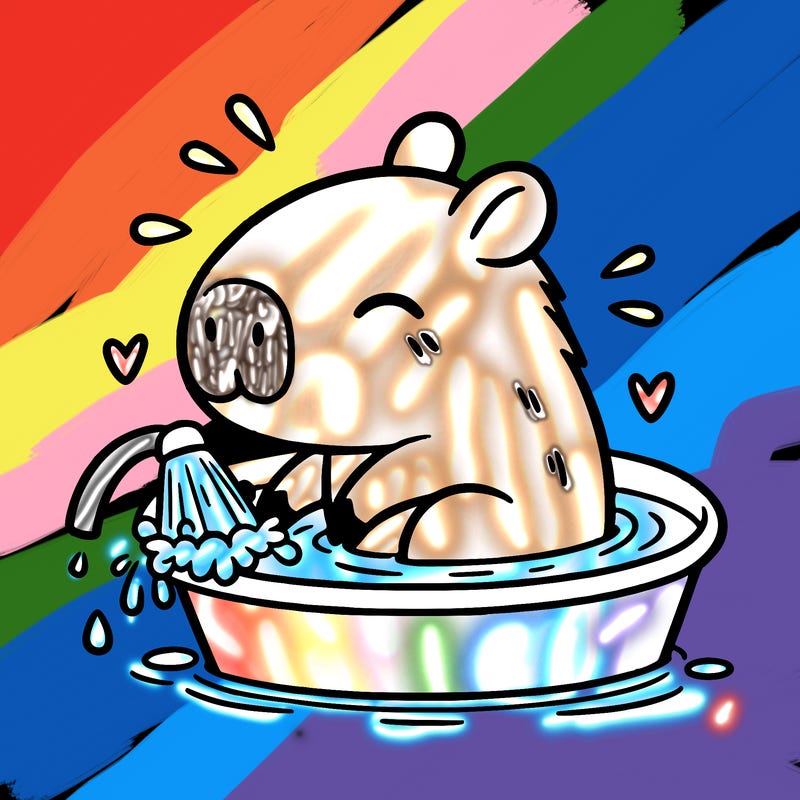 capybara taking a bath