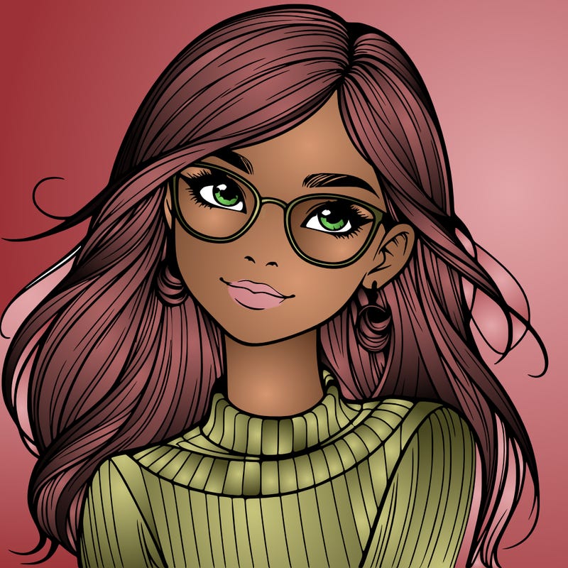 realistic girl with glasses