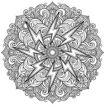 Dive into a burst of energy and relaxation with this unique Lightning Summer Mandala coloring page. Its intricate design, blending powerful lightning bolts with vibrant summer motifs, promises a captivating creative escape for all ages.
