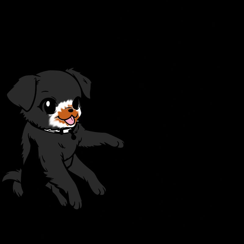 anime girl with shoulder length hair wearing a leather jacket playing with a chihuahua