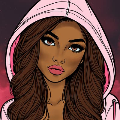 realistic beautiful girl with a hood on