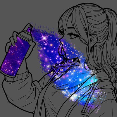 a realistic girl spray, painting