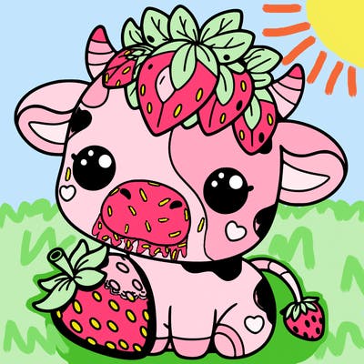 cute strawberry cow