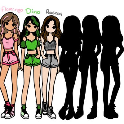 a group of girls wearing crop tops and shorts