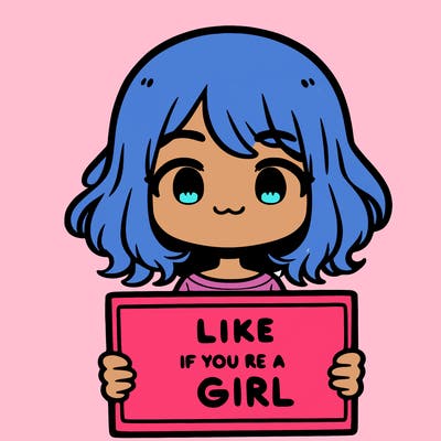 a cute girl holding a sign that says like if you’re a girl