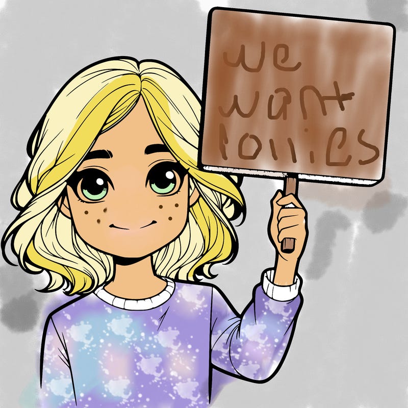realistic girl holding up a sign