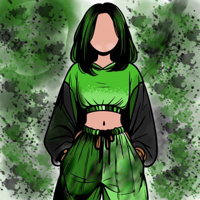 realistic girl faceless with baggy pants and a crop top