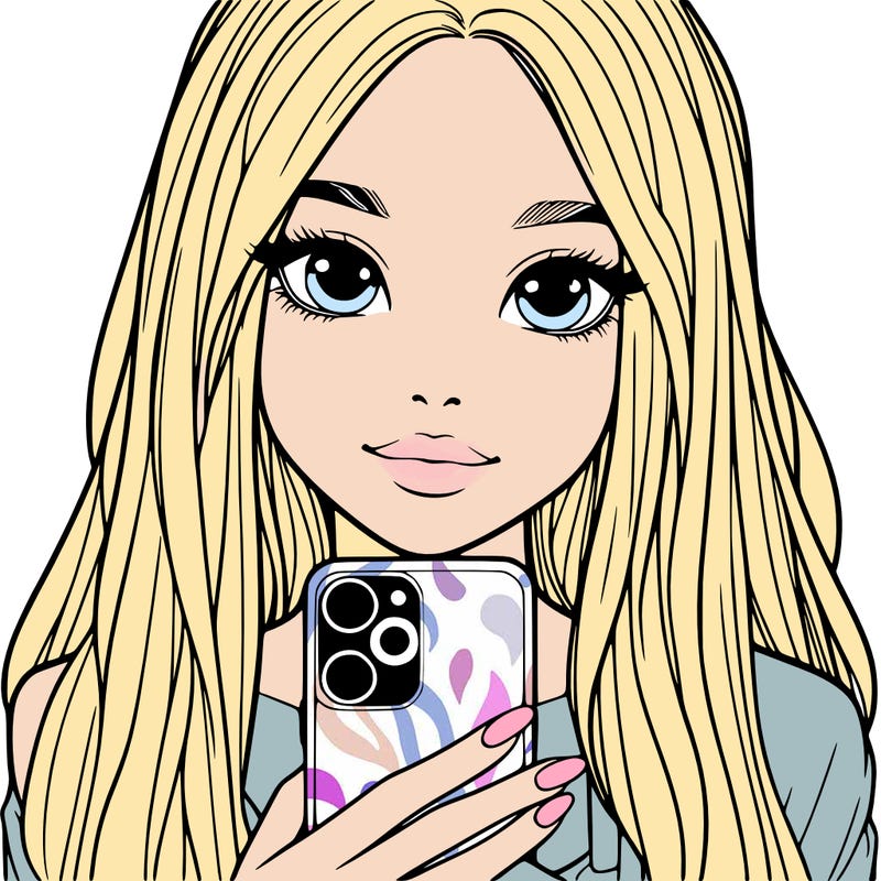 realistic girl with a phone