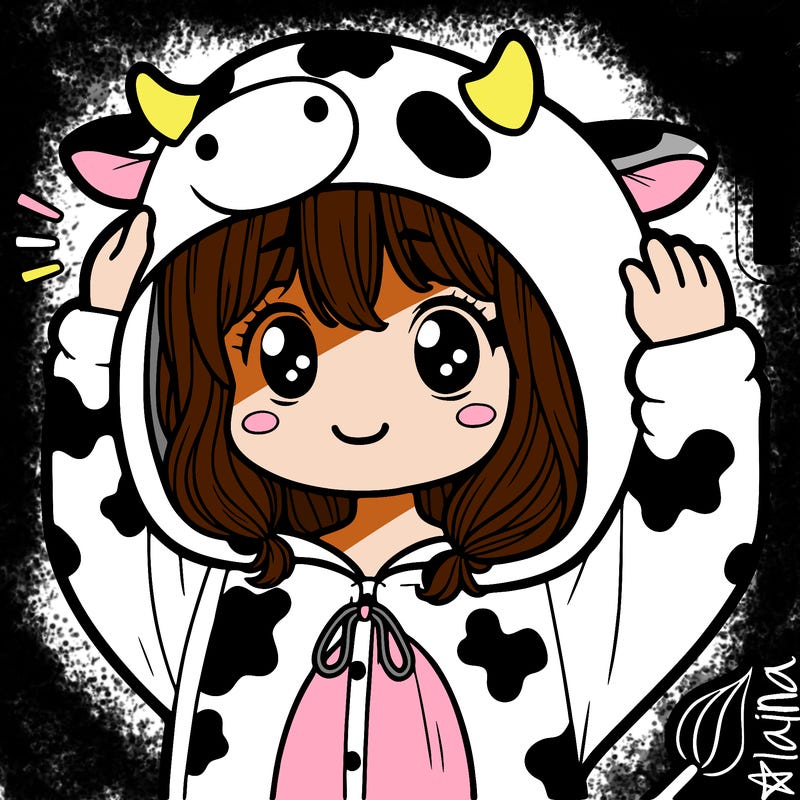 girl in cow onesie