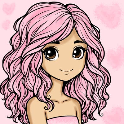 realistic girl with wavy hair