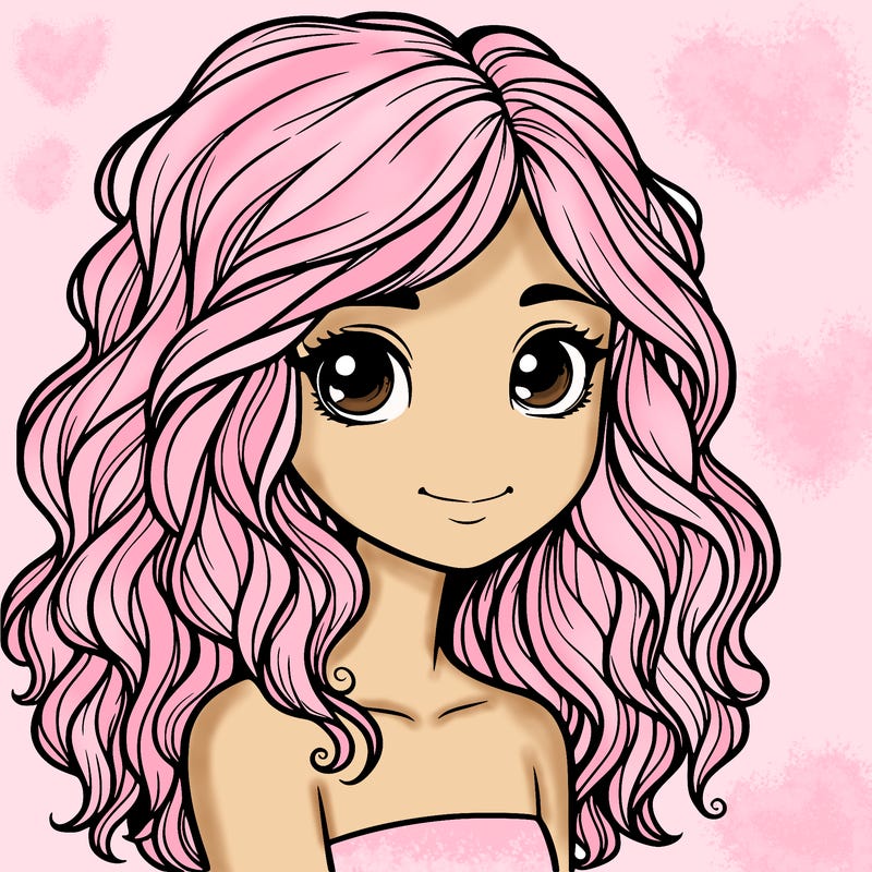 realistic girl with wavy hair