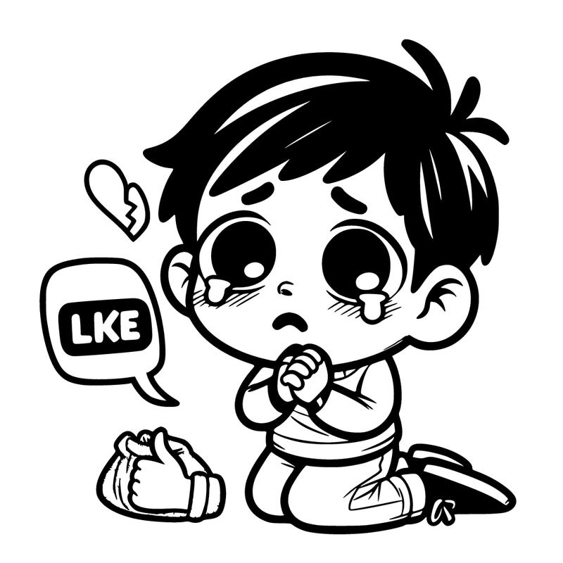 boy begging for likes crying