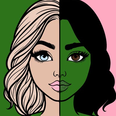 realistic girl split half