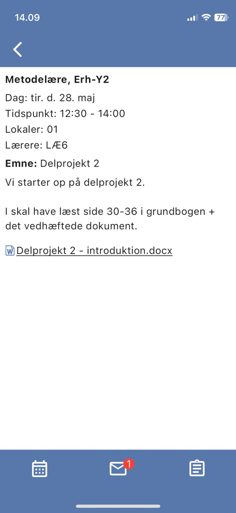 EG LUDUS Mobile - Vista detallada de una lección escolar con instrucciones de tareas y archivos adjuntos en la aplicación EG LUDUS Mobile.