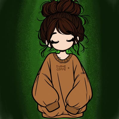 girl with baggy sweatshirt and messy bun