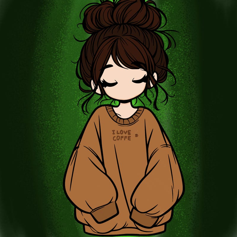 girl with baggy sweatshirt and messy bun