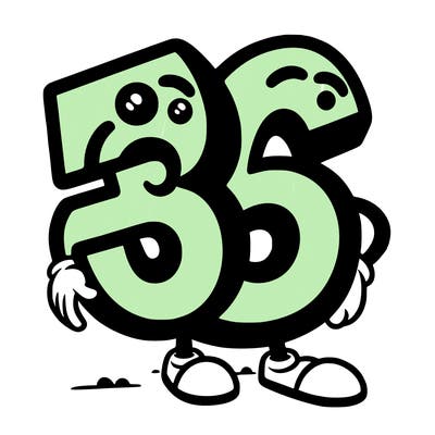 number 36, outline, line art, coloring book, 2d cartoon character