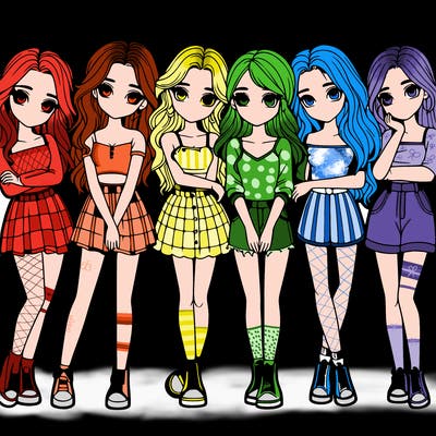 a group of girls realistic