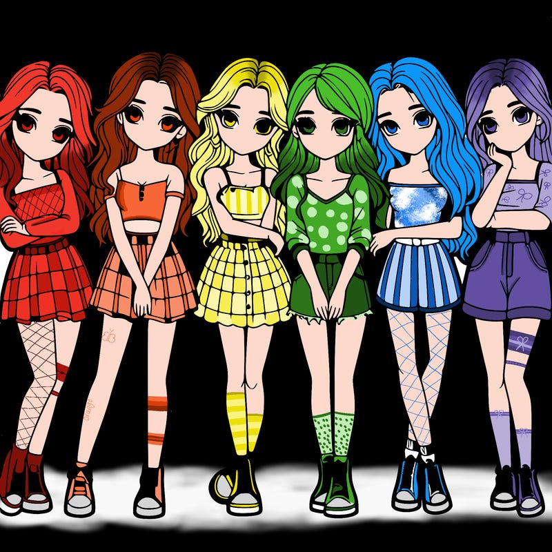 a group of girls realistic