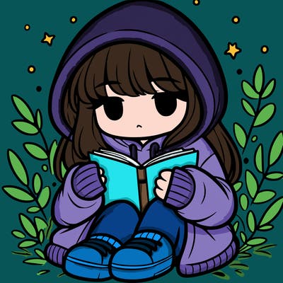 girl in oversized hoodie reading a book