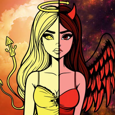 devil vs angel realistic girl