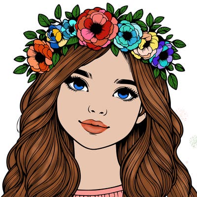 realistic girl with flower crown