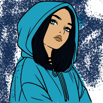 a realistic girl in a hoodie