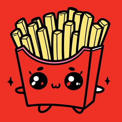 a cute. french fries