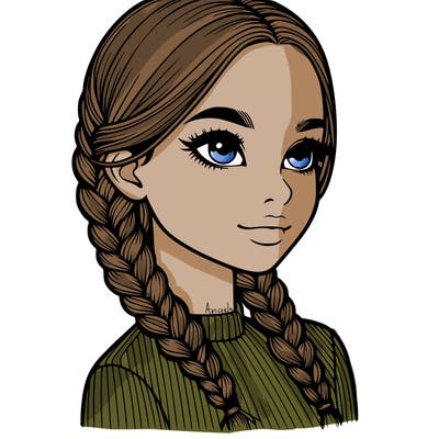 realistic girl with braids