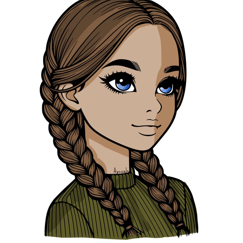 realistic girl with braids