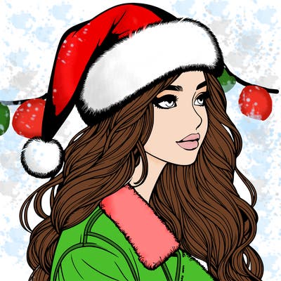 realistic girl in santa hat