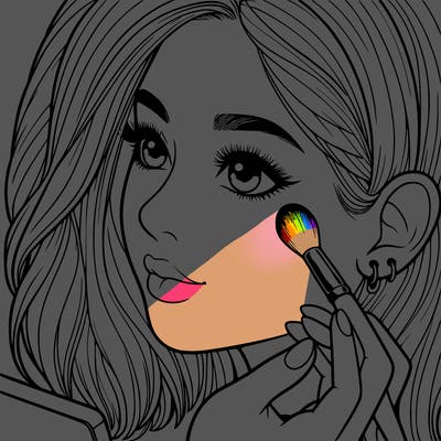 a realistic girl doing her makeup