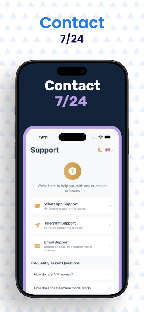 Gaingate Prediction & Analysis - Gaingate app support screen showing WhatsApp, Telegram, and email contact options