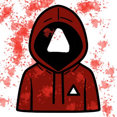 a person with non face waering a hoodie with a small triangle symbol