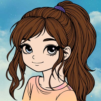 realistic girl with ponytail