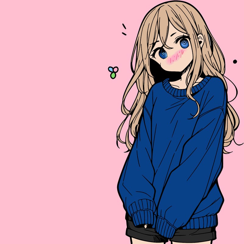 manga teen girl  in a sweater and baggy pants
