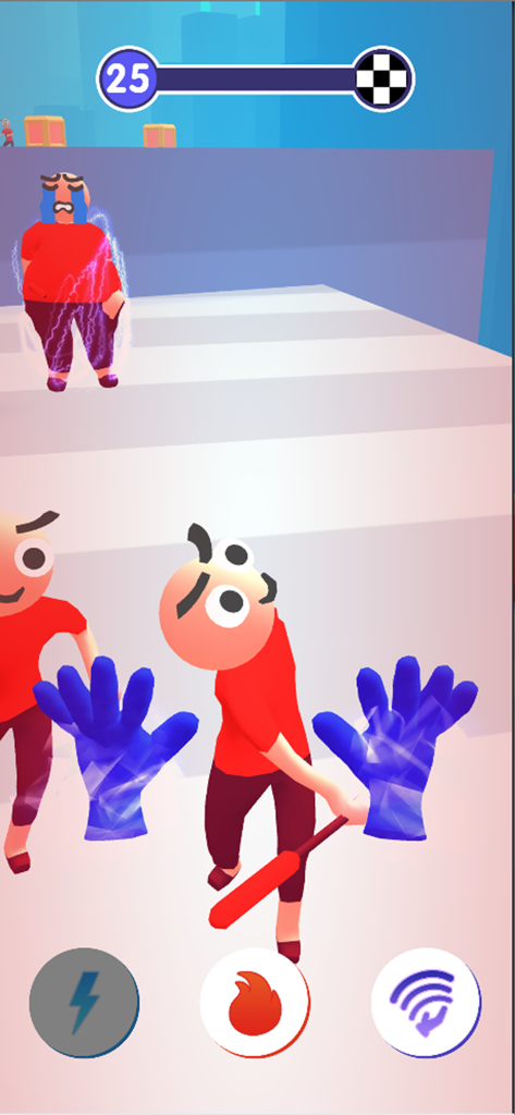 Elemental Master - A first-person view of a player using lightning powers to defeat an enemy in the game Elemental Master.