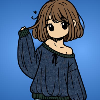 girl in baggy sweater hanging off her shoulder