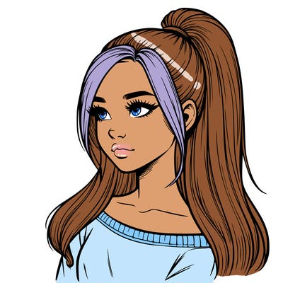 realistic girl with a high ponytail