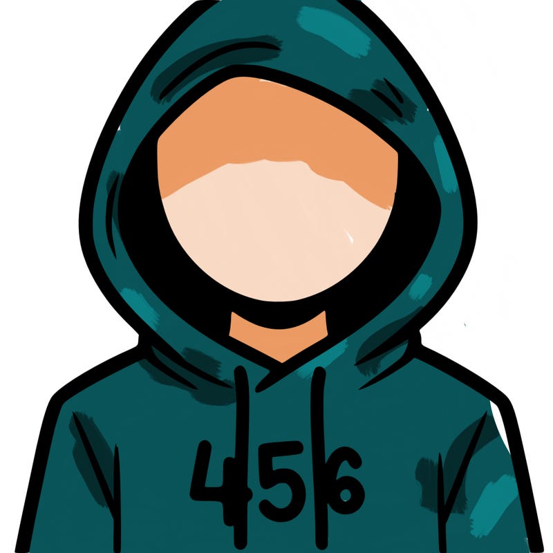 a person with non face waering a hoodie with a 456 symbol