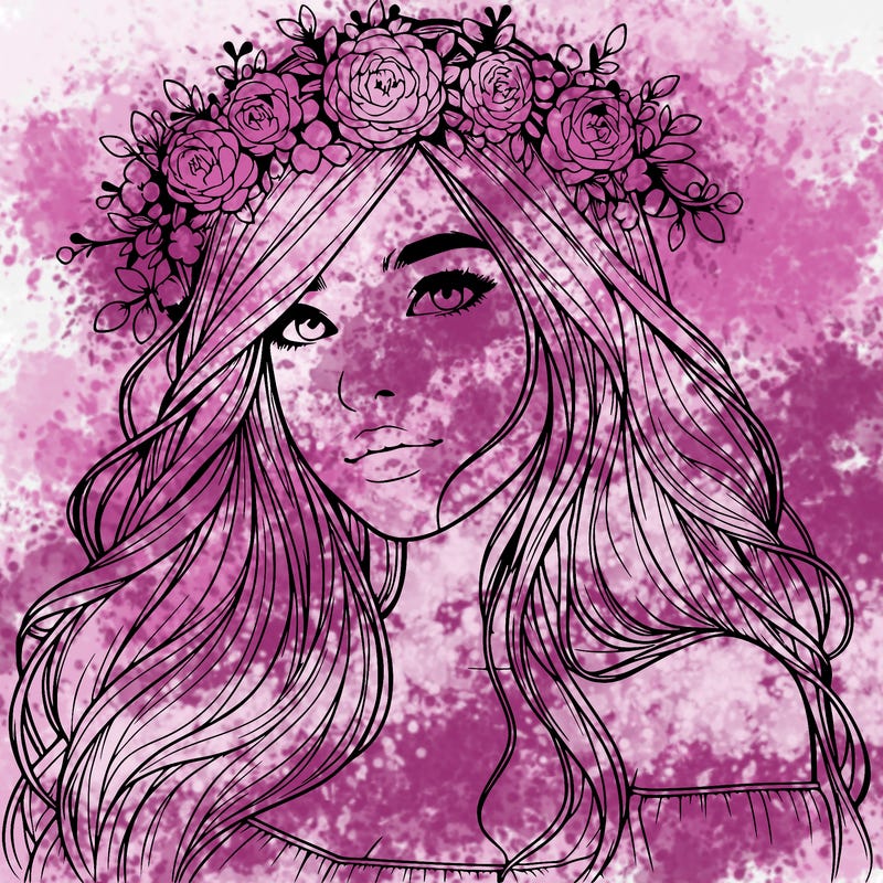 realistic girl with flower crown