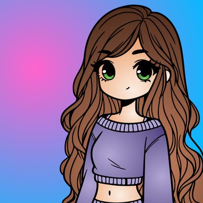 girl with long hair and a crop top with a sweater