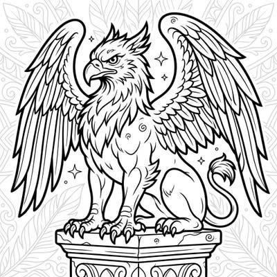 Embark on a mythical journey with this captivating griffin gargoyle coloring page, thoughtfully designed for seniors. Its bold lines and enchanting details promise a relaxing and engaging artistic experience.