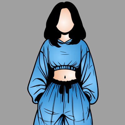 realistic girl faceless with baggy pants and a crop top