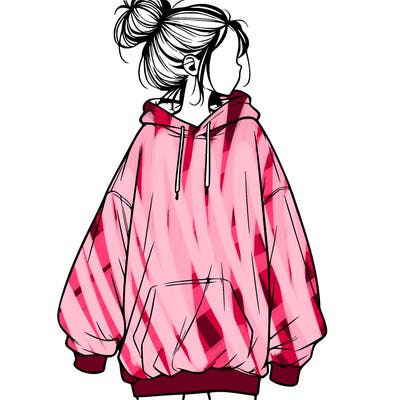 realistic girl with a oversized sweatshirt on and a bun