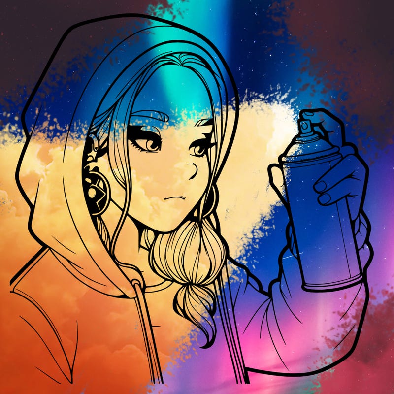 a realistic girl, spray painting