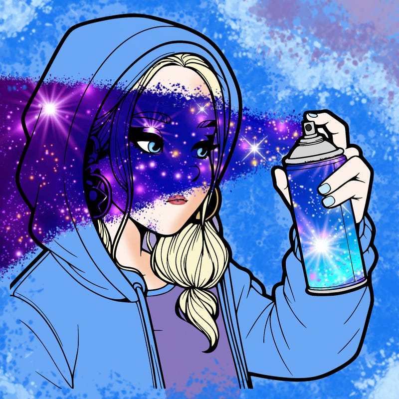 a realistic girl, spray painting