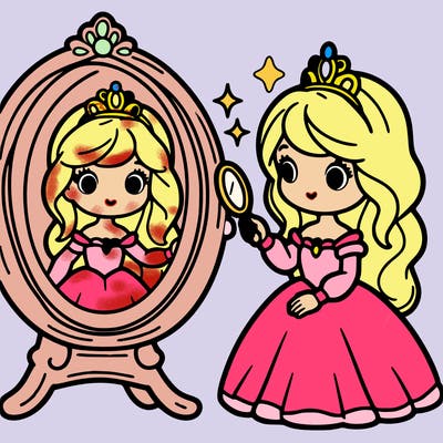 princess with a magic mirror
